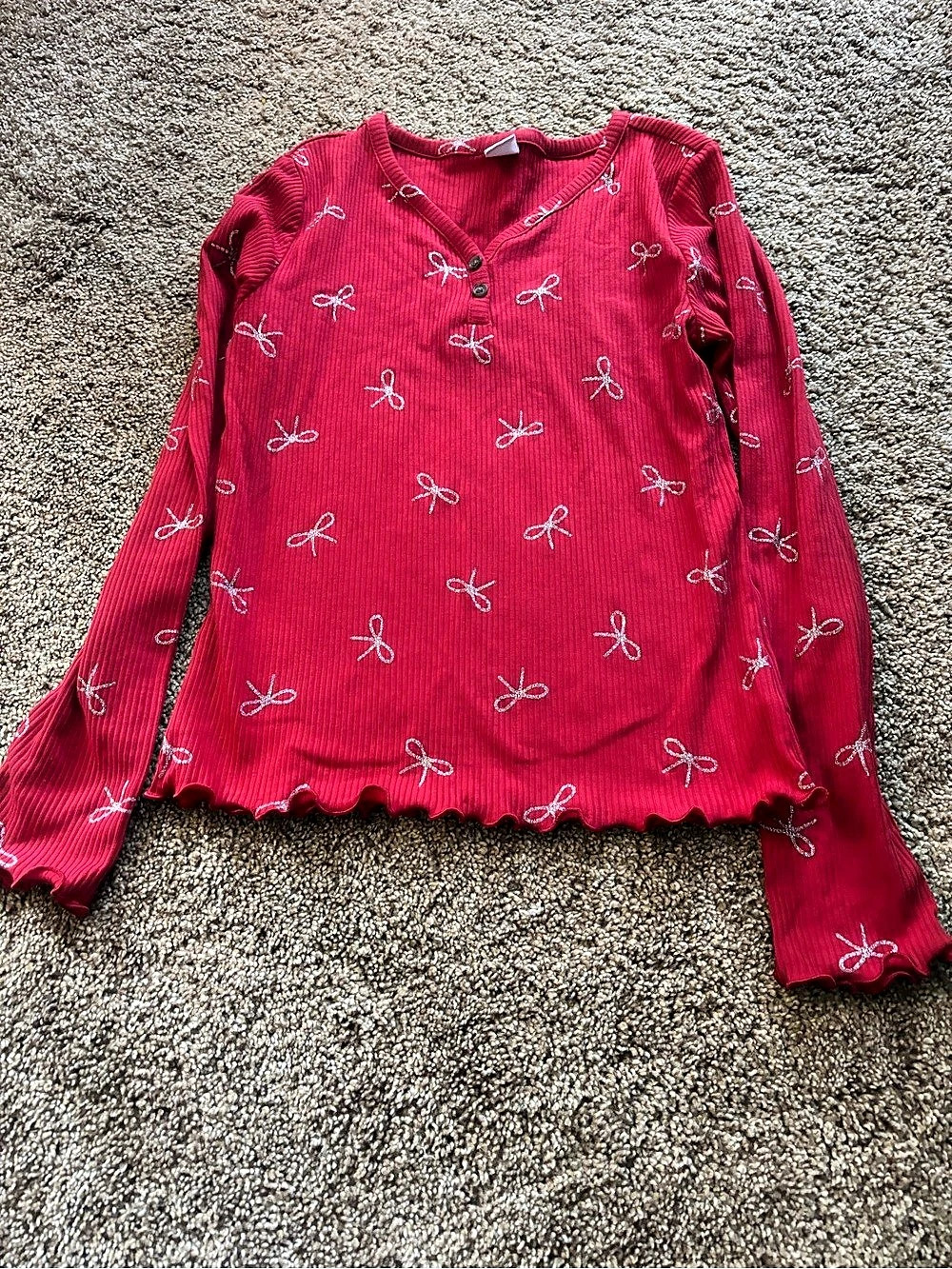 Old Navy Girls Long Sleeve Top Red Size Large